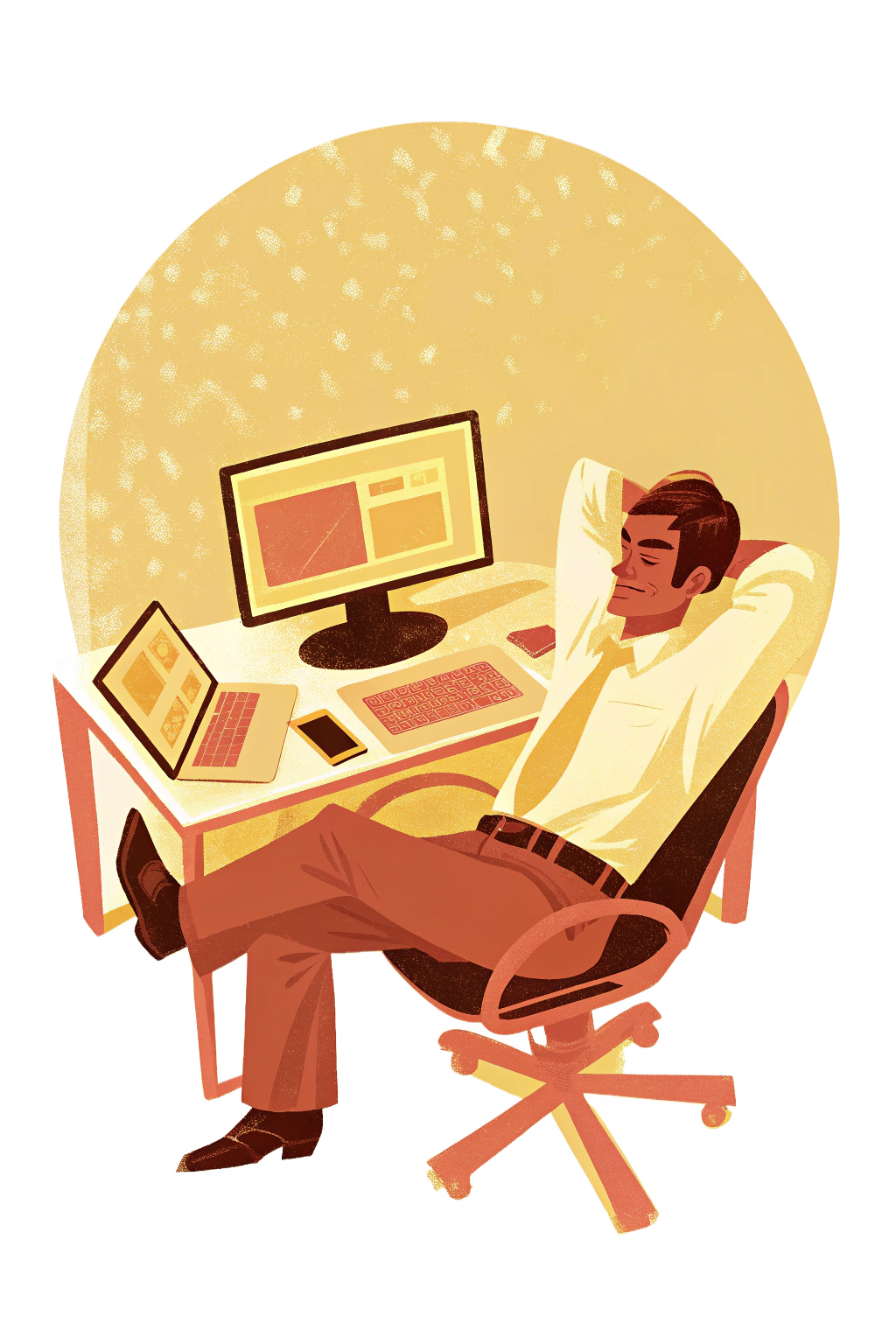 Business owner working relaxed at their desk